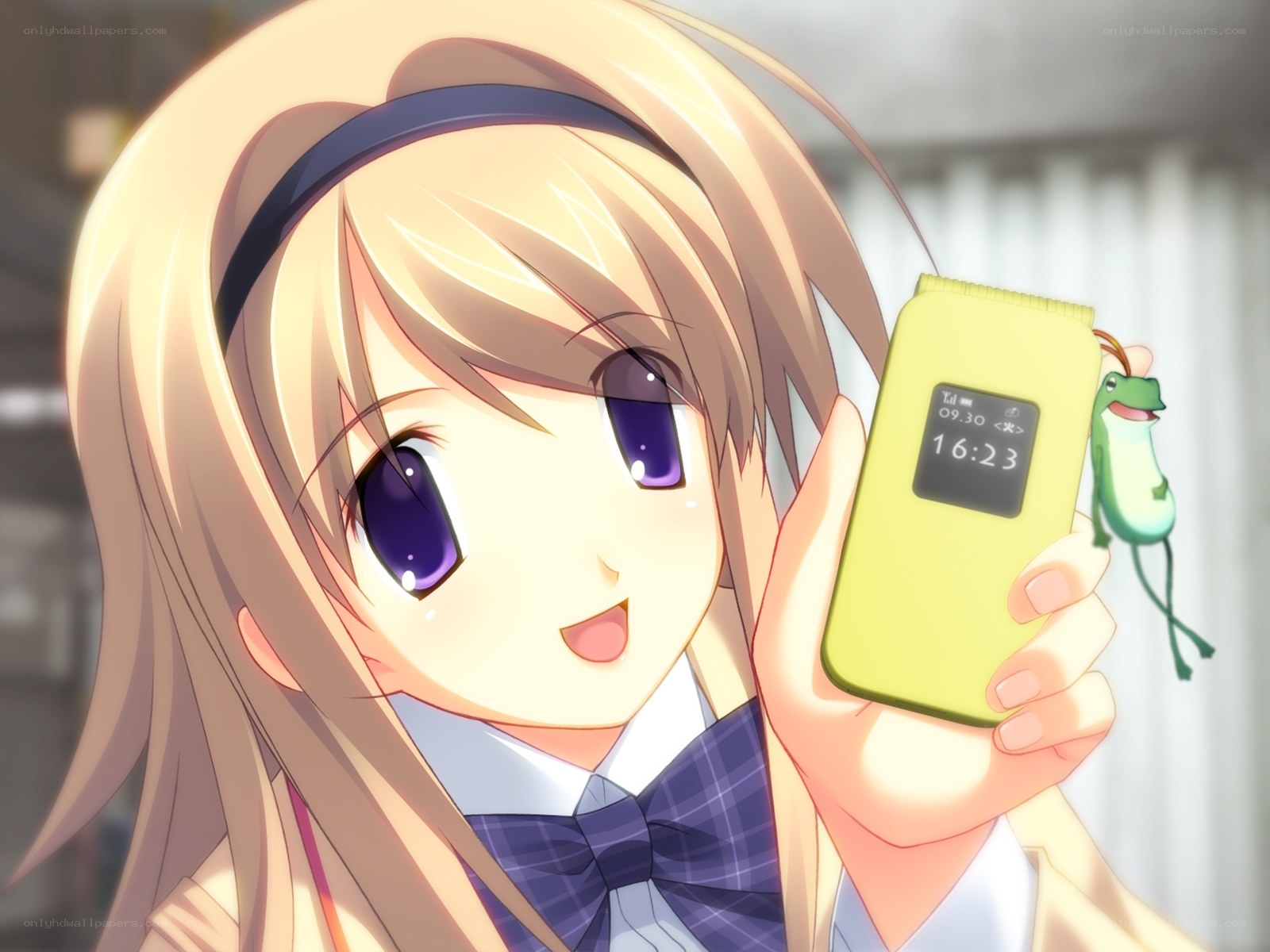 anime girl with phone