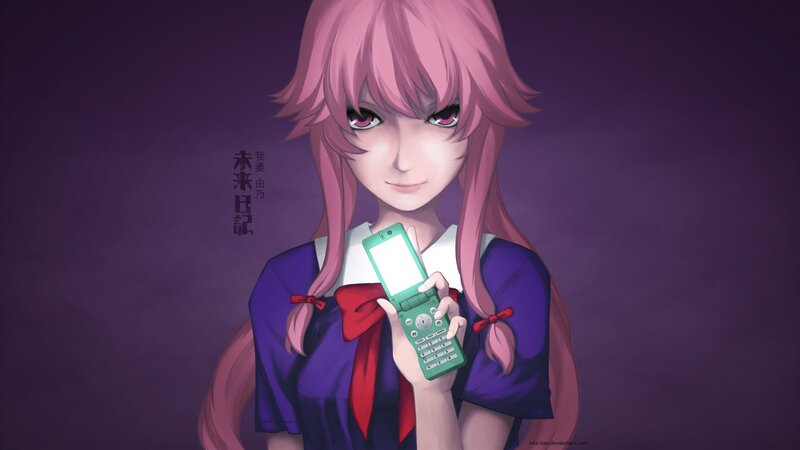 anime girl with phone