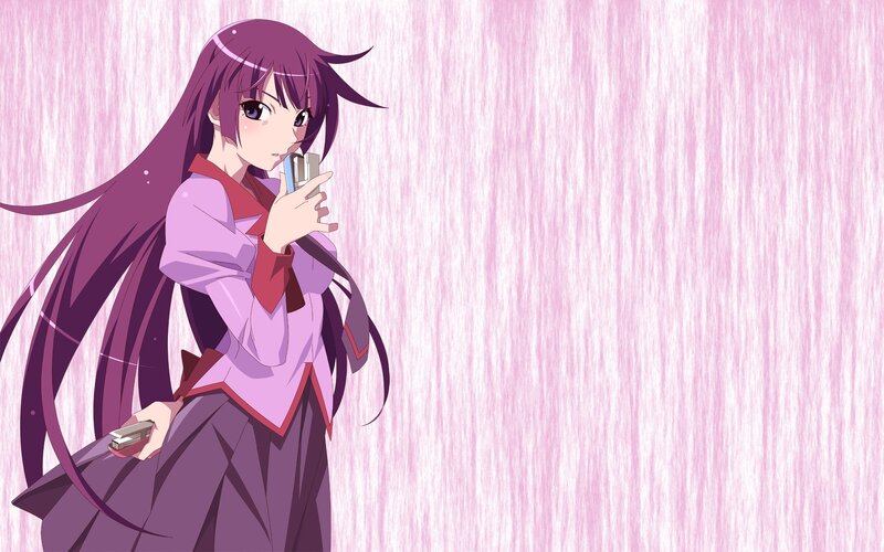 anime girl with phone