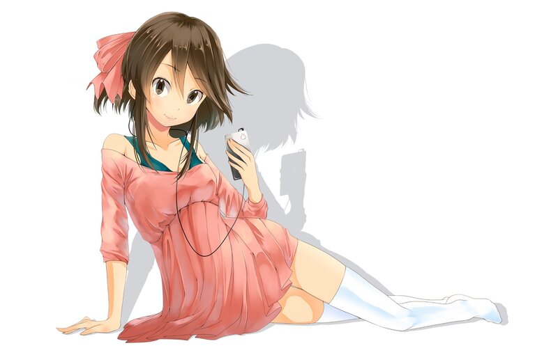 anime girl with phone