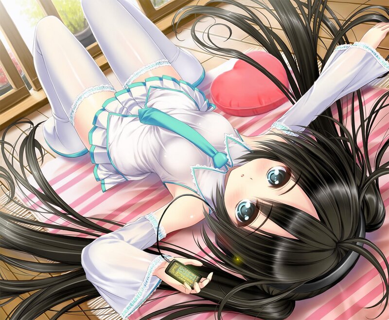 anime girl with phone