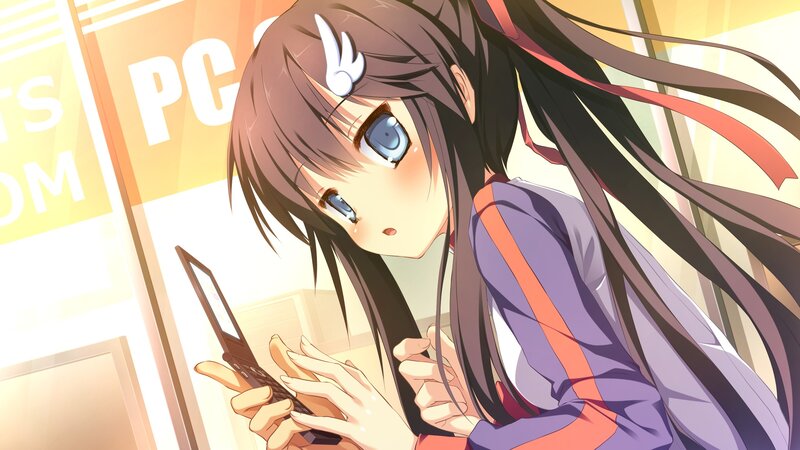 anime girl with phone