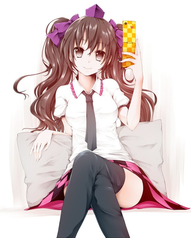 anime girl with phone