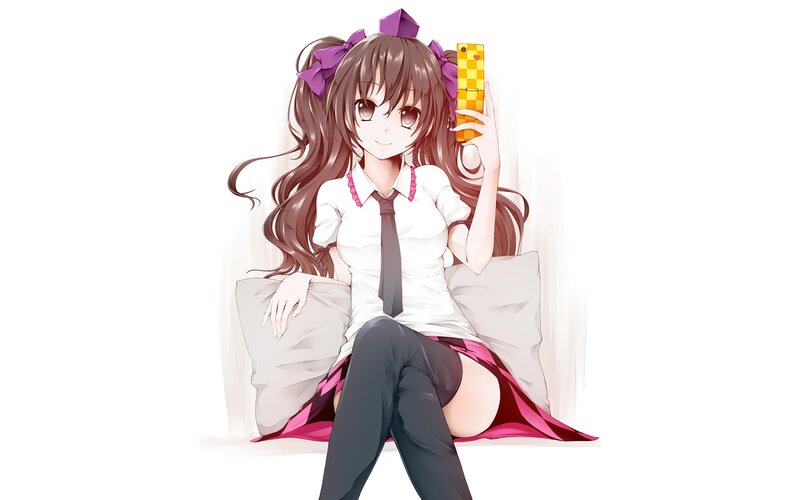 anime girl with phone
