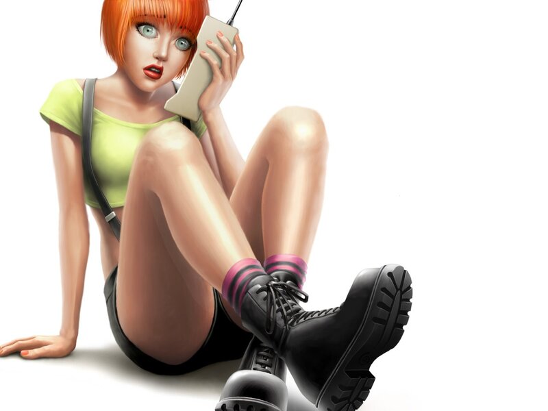 anime girl with phone