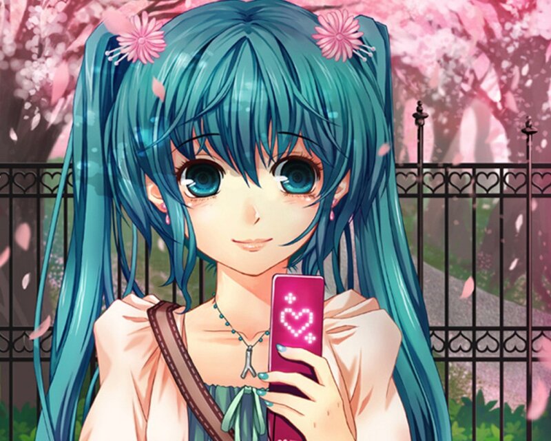 anime girl with phone