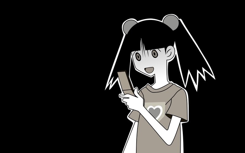 anime girl with phone