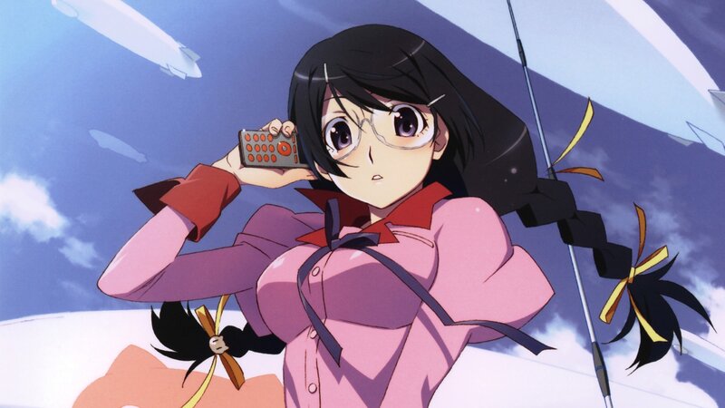 anime girl with phone