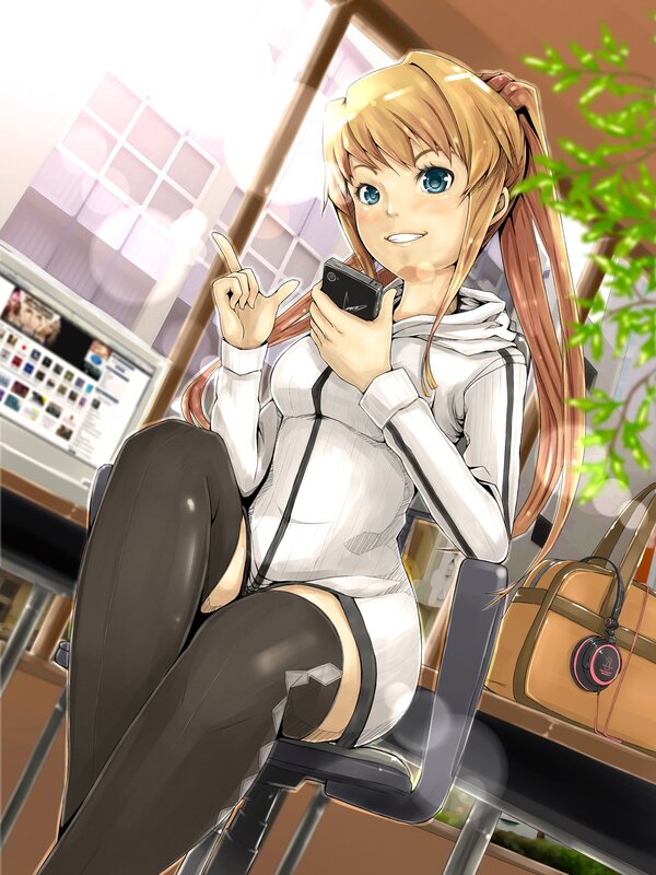 Anime girl with phone