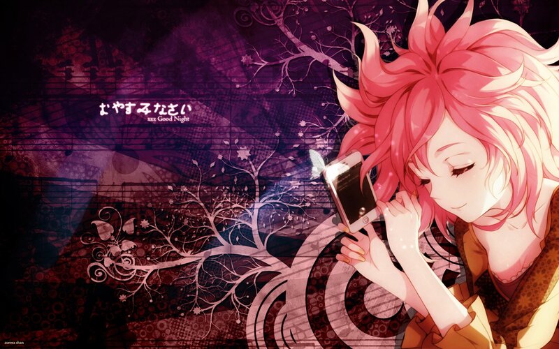 Anime girl with phone