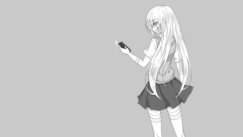 anime girl with phone