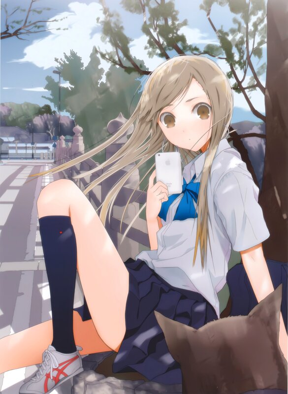 anime girl with phone