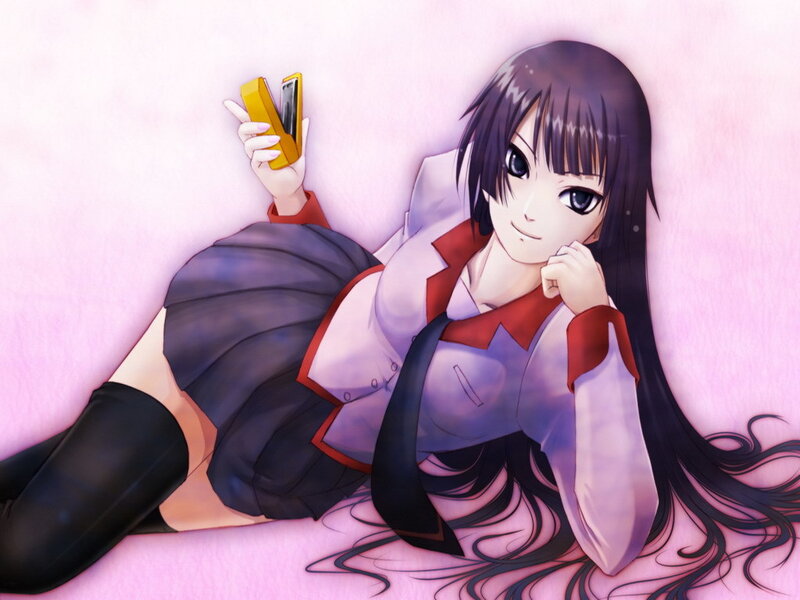 anime girl with phone