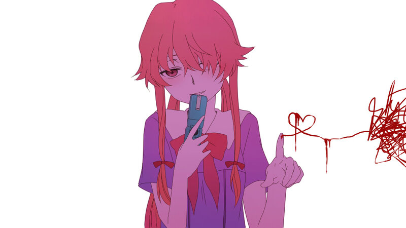 Anime girl with phone and red scribble