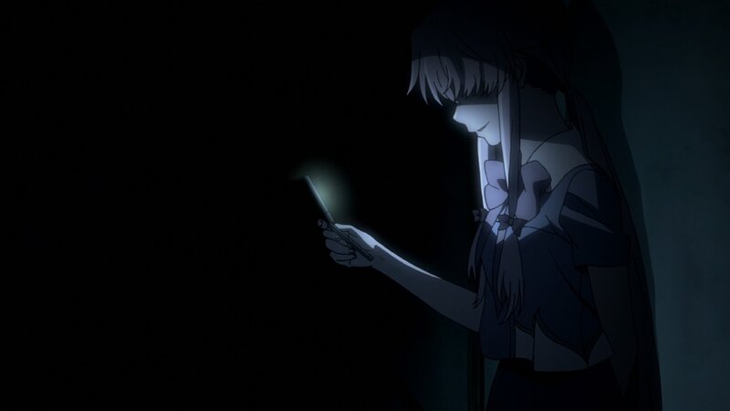 Anime Girl with Phone — Black, Quiet
