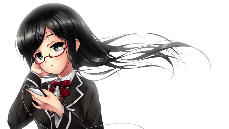 Anime Girl with Phone — Black