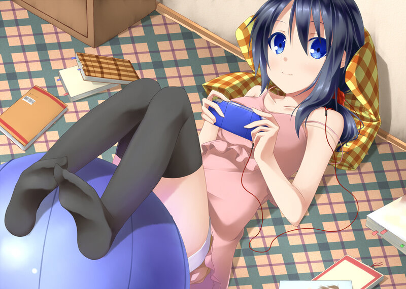Anime Girl with Phone — Blue