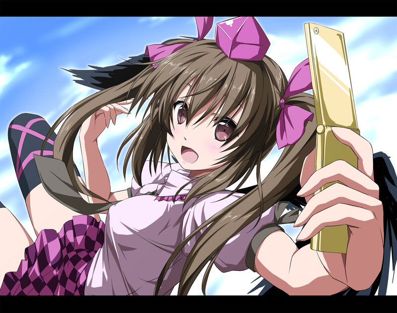 Anime Girl with Phone — Brown, Playful