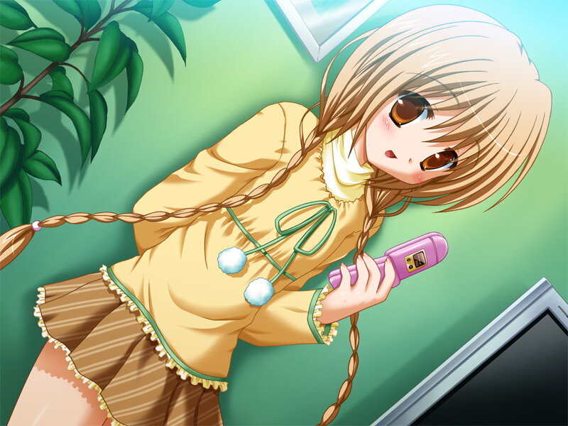 Anime Girl with Phone — Green