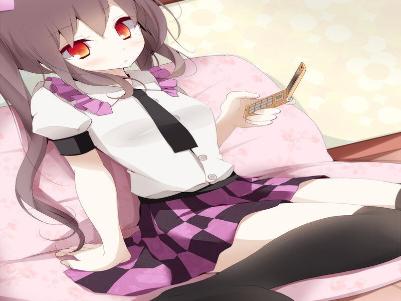 Anime Girl with Phone — Pink, Relaxed