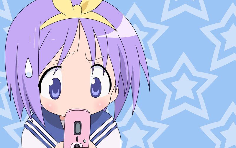 Anime Girl with Phone — Purple
