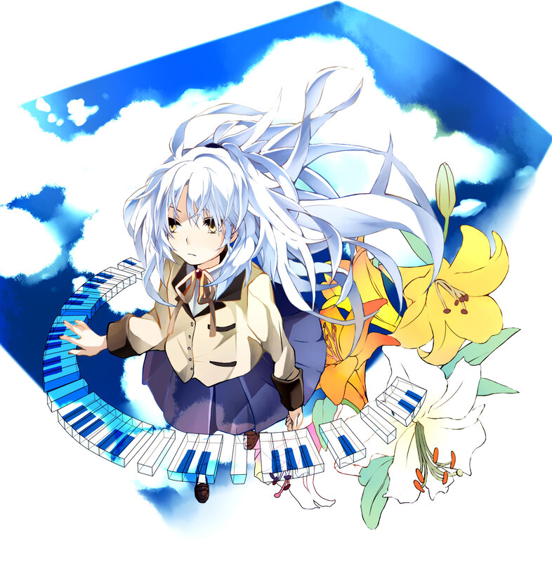 anime girl with piano keys