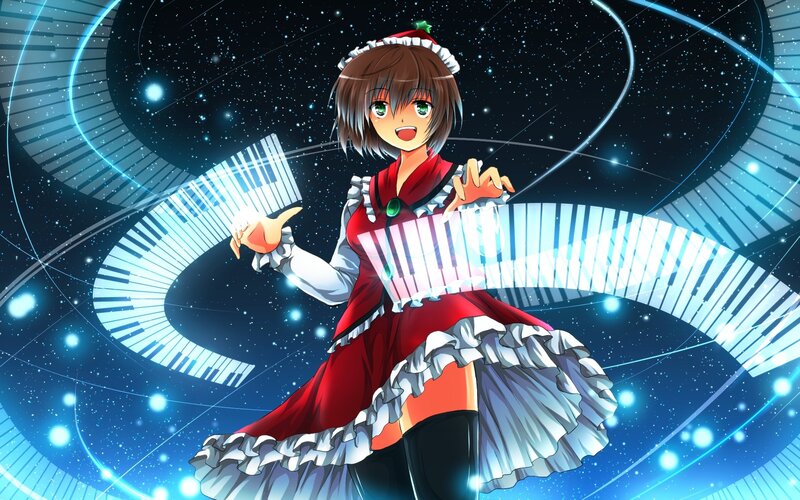 anime girl with piano keys