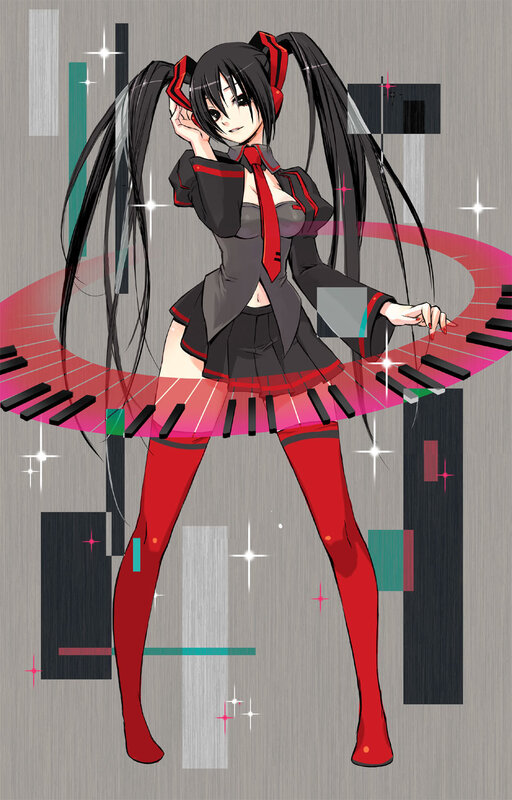 Anime girl with piano keys