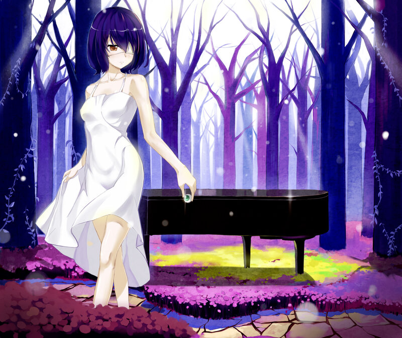 Anime Girl with Piano — Purple