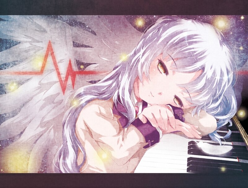 anime girl with piano
