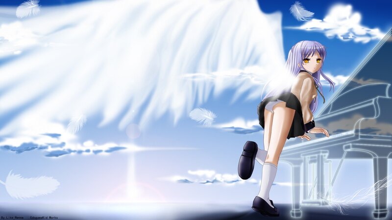 anime girl with piano wings