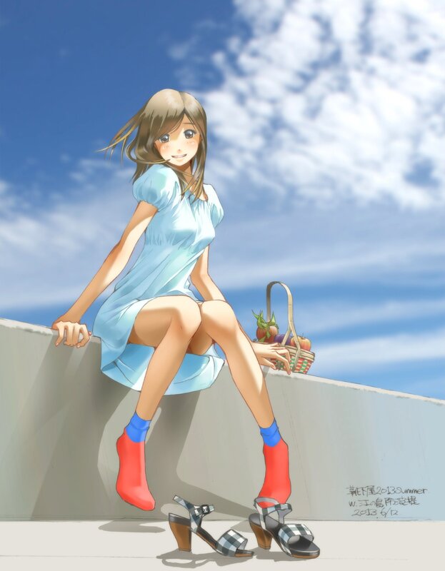Anime girl with picnic basket