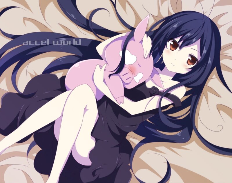 Anime girl with pig plush