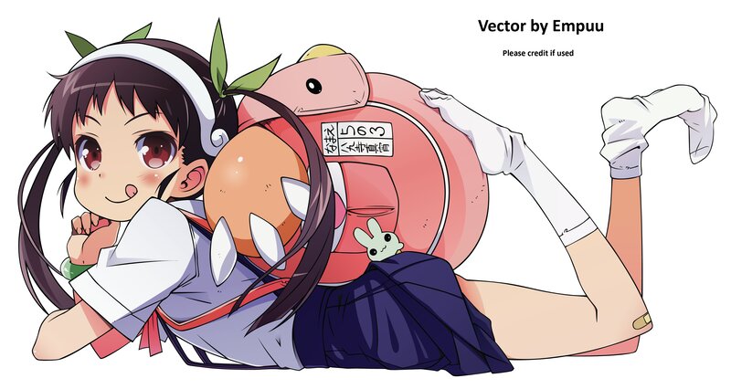 Anime Girl with Pig — Purple