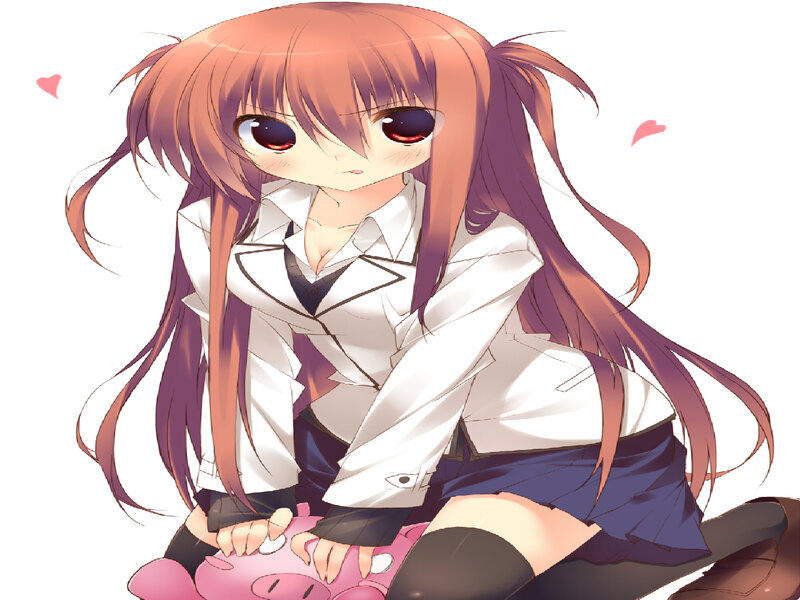 Anime Girl with Pig Toy