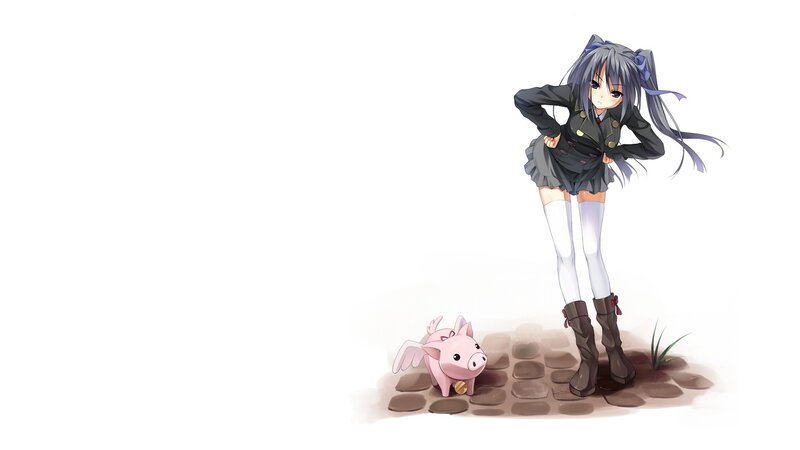 anime girl with piglet