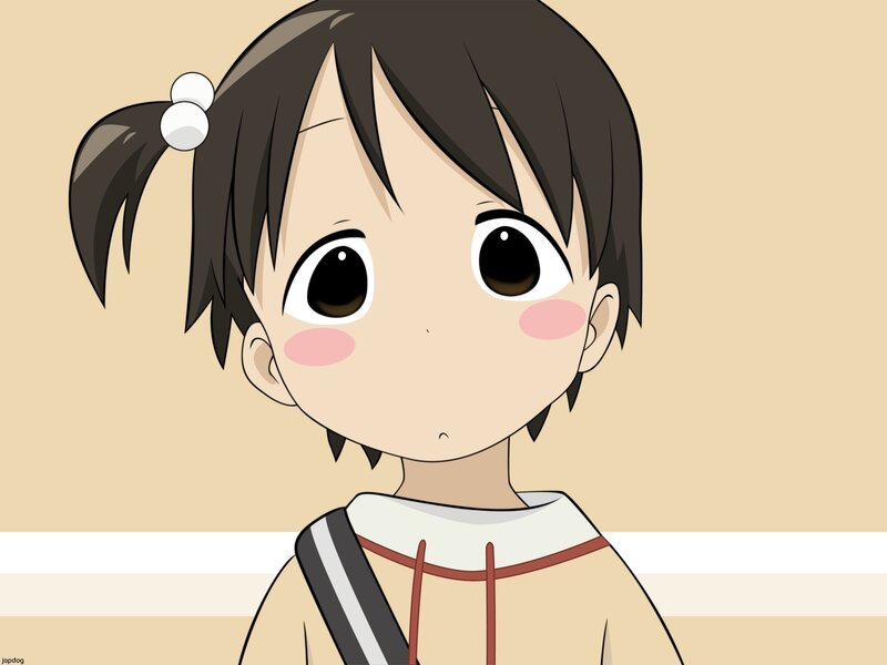 Anime Girl with Pigtails — Beige, Neutral