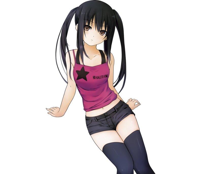 Anime Girl with Pigtails — Black, Neutral, Tank Top