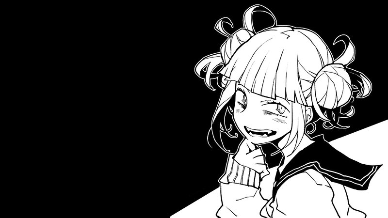 Anime Girl with Pigtails — Black, Playful, Manga