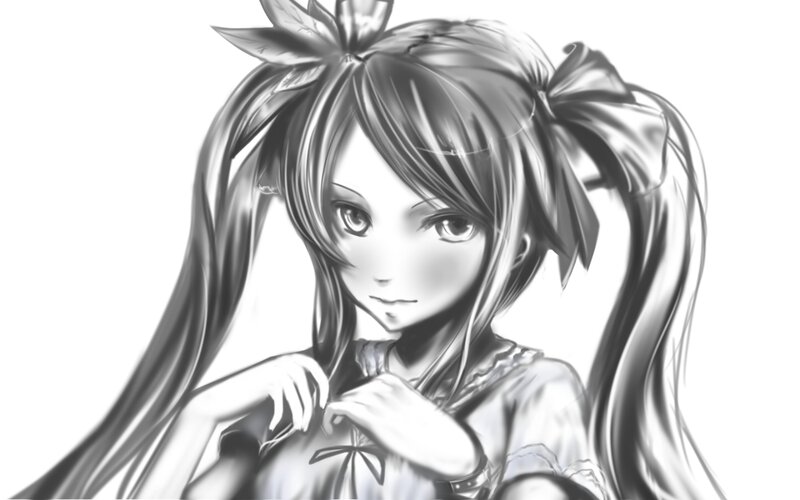 Anime Girl with Pigtails — Black