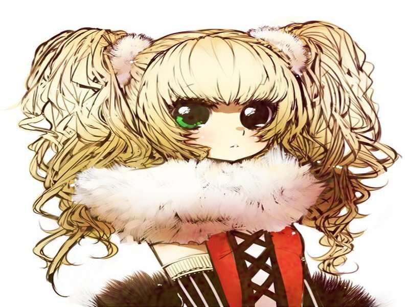Anime Girl with Pigtails — Blonde