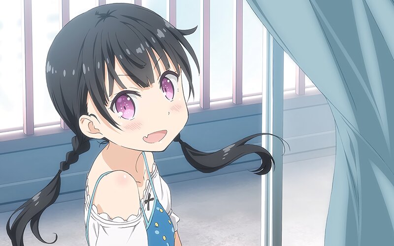 Anime Girl with Pigtails — Blue, Calm, Morning