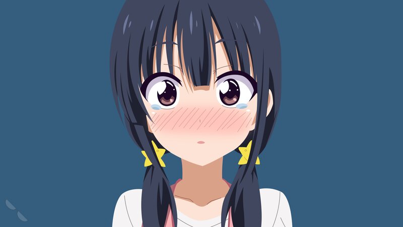 Anime Girl with Pigtails — Blue, Calm, Star Earrings