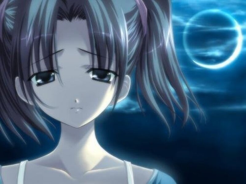 Anime Girl with Pigtails — Blue, Dramatic