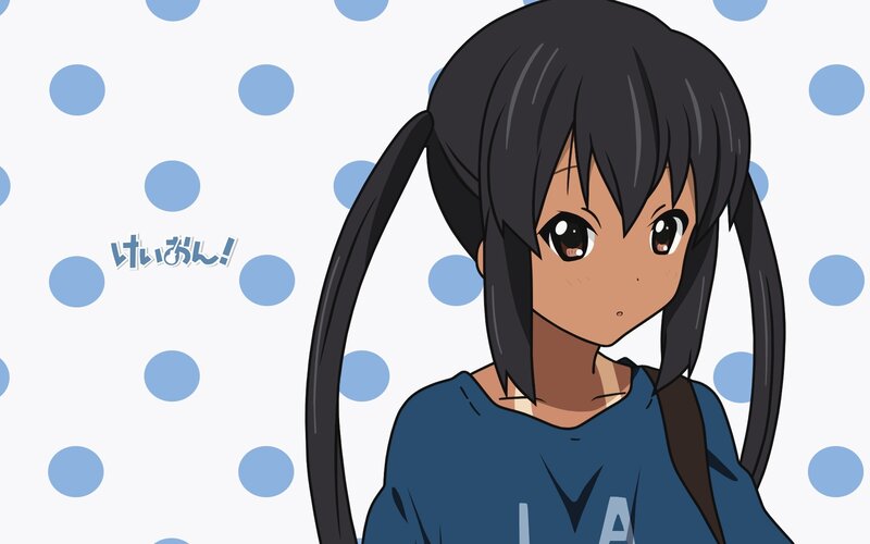 Anime Girl with Pigtails — Blue, Playful, Polka Dots