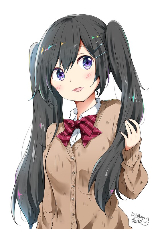 Anime Girl with Pigtails — Brown, Calm, School Uniform
