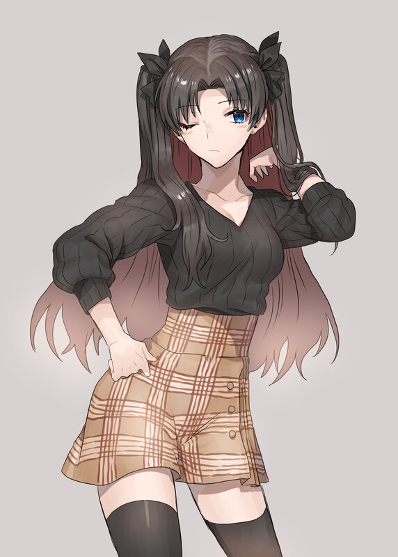 Anime Girl with Pigtails — Brown, Neutral, Digital Art