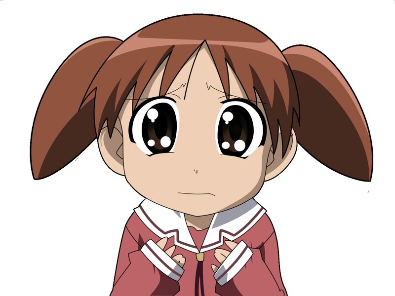 Anime Girl with Pigtails — Brown, Neutral