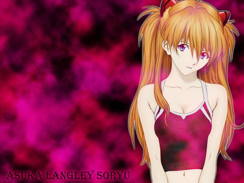 Anime Girl with Pigtails — Magenta