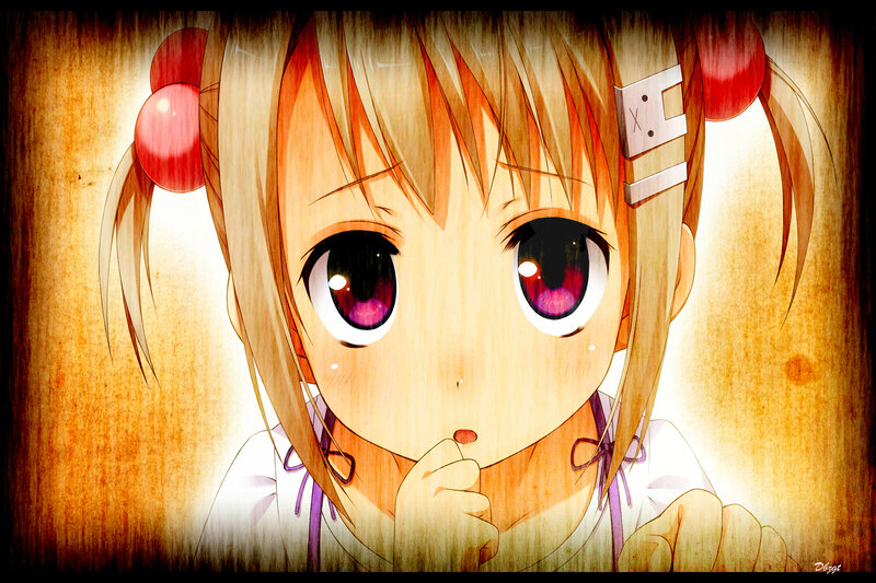 Anime Girl with Pigtails — Orange, Innocent